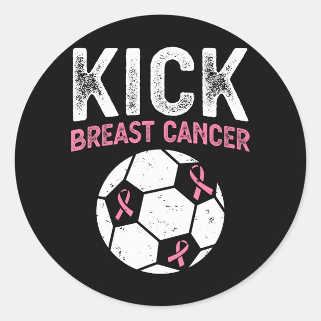 Kick Breast Cancer Awareness Soccer Pink Ribbon Runder Aufkleber (Vorderseite)