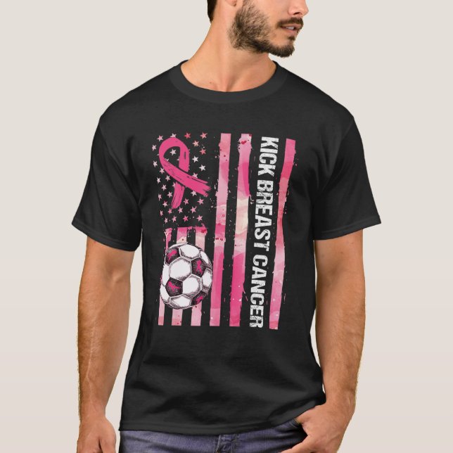Kick Breast Cancer Awareness Soccer Pink Ribbon Su T-Shirt (Vorderseite)