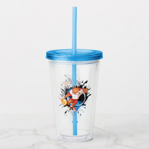 Kick es so, wie es heiß ist. Cartoon Fußball Acryltrinkbecher