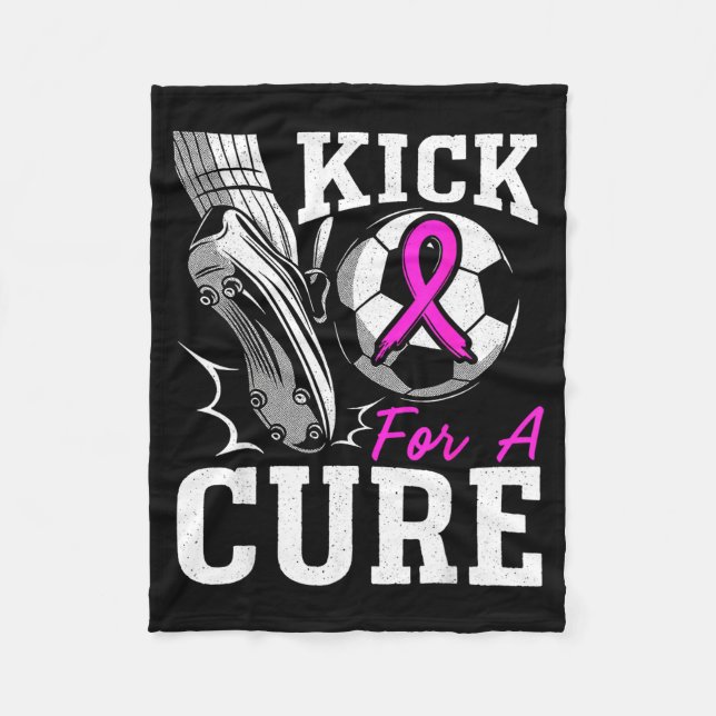 Kick For A Breast Cancer Awareness Nk Ribbon Socce Fleecedecke (Vorderseite)