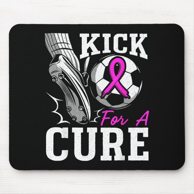 Kick For A Breast Cancer Awareness Nk Ribbon Socce Mousepad (Vorne)