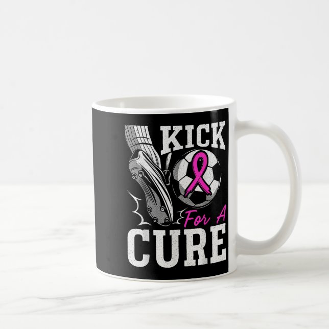 Kick For A Cure Brustkrebsbewusstsein Pinkes Band Kaffeetasse (Rechts)