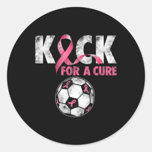 Kick for a heiure Breast Cancer Awareness Pink Rib Runder Aufkleber