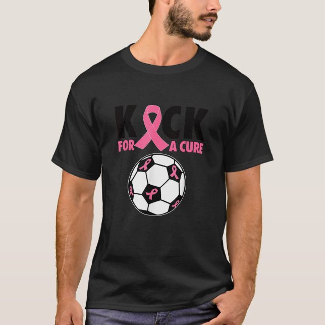Kick for a heiure Breast Cancer Awareness Pink Rib T-Shirt (Vorderseite)