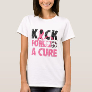 Kick for a heiure Breast Cancer Awareness Pink Rib T-Shirt