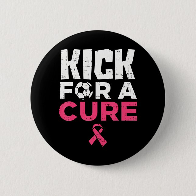 Kick for a heiure Soccer Breast Cancer Awareness Button (Vorderseite)