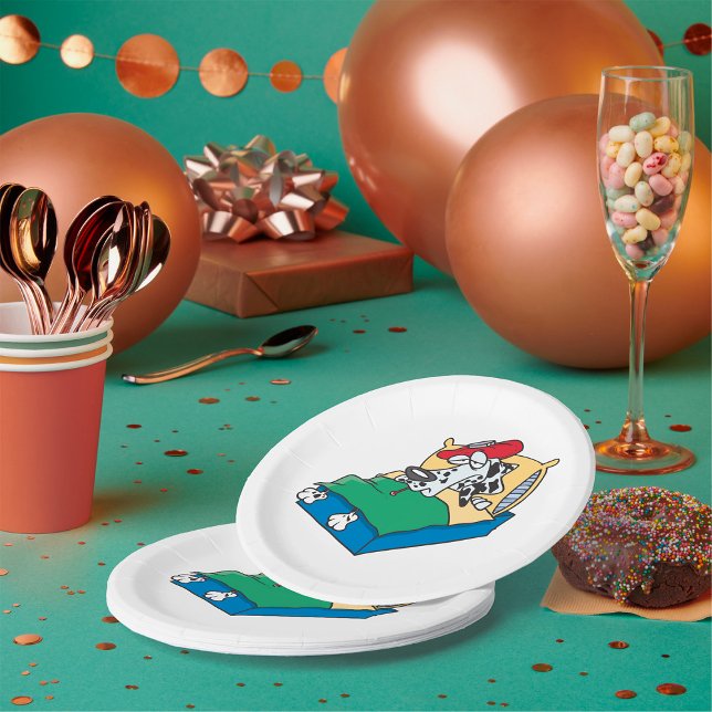 Kick Hund in Bed Pappteller (Von Creator hochgeladen)