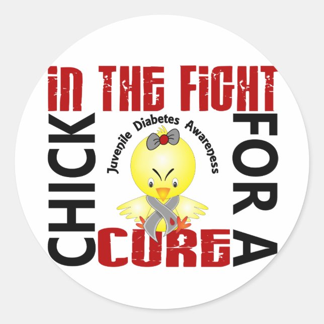 Kick in the fight Juvenile Diabetes Runder Aufkleber (Vorderseite)