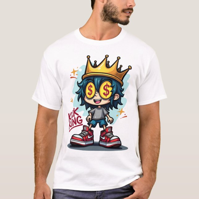 Kick King Sneakerhead Cartoon Graffiti Shirt (Vorderseite)
