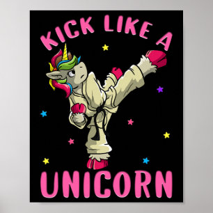 Kick like a Unicorn Motivierend Karate Mar Poster