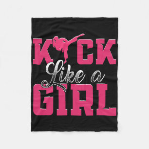 Kick Like Girl Karate Taekwondo Kampfsport Fleecedecke