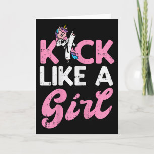 Kick Like Girl Unicorn Karate Taekwondo Martial Ar Karte