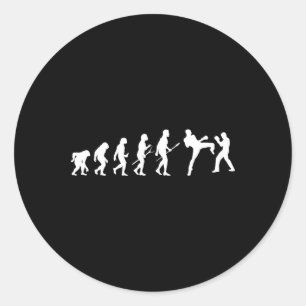 Kick Mma Kickboxen Boxer Boxen Menschliche Evoluti Runder Aufkleber