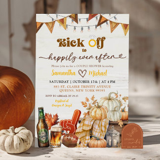 Kick Off Pumpkin Football Paare Dusche Einladung