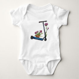 Kick Scooter, Blume Watercolor Art Baby Bodysuit Baby Strampler