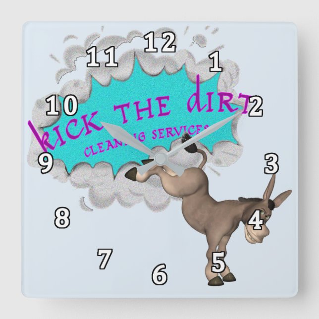Kick the Dirt Quadratische Wanduhr (Vorderseite)