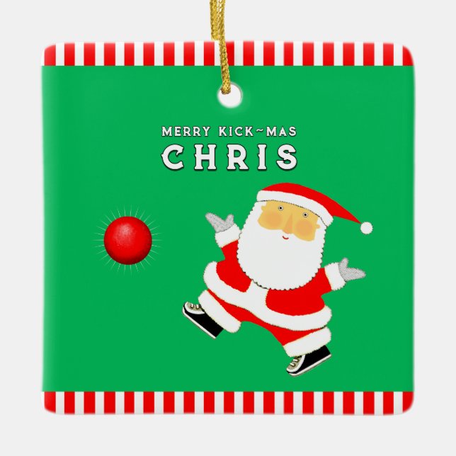 Kickball Player Holiday Gift Keramikornament (Vorderseite)
