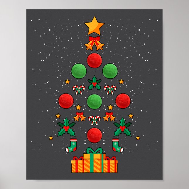 Kickball Team Christmas Tree Xmas  Poster (Vorne)