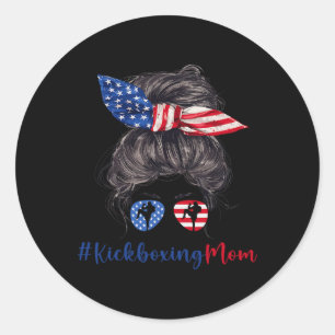Kickbox-Mama Amerikanische Flagge Muttertag Gesche Runder Aufkleber