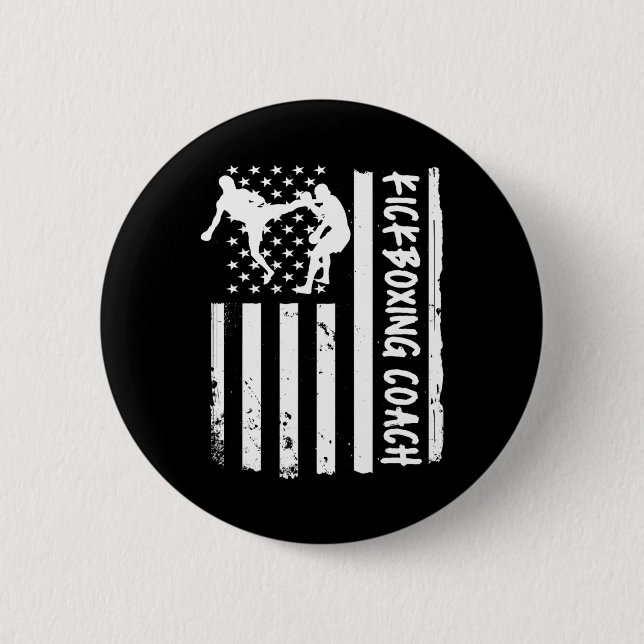 Kickbox-Trainer USA-Flagge Frauen Kinder Männer  Button (Vorderseite)