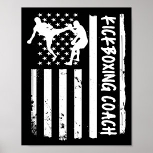 Kickbox-Trainer USA-Flagge Frauen Kinder Männer Poster