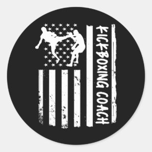 Kickbox-Trainer USA-Flagge Frauen Kinder Männer  Runder Aufkleber