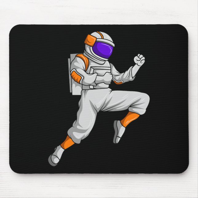Kickboxen Astronaut Kickboxer Weltraum Karate B Mousepad (Vorne)