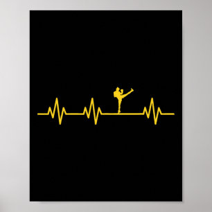 Kickboxen Boxer Kick Lebensader Herzschlag Leben L Poster