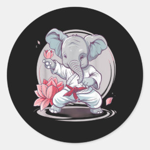 Kickboxen Elefant Karate Taekwondo Jiu-Jitsu MMA Runder Aufkleber