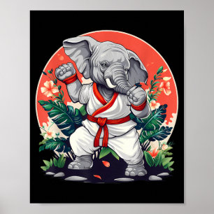 Kickboxen Elefant Taekwondo Karate MMA Lustig Poster