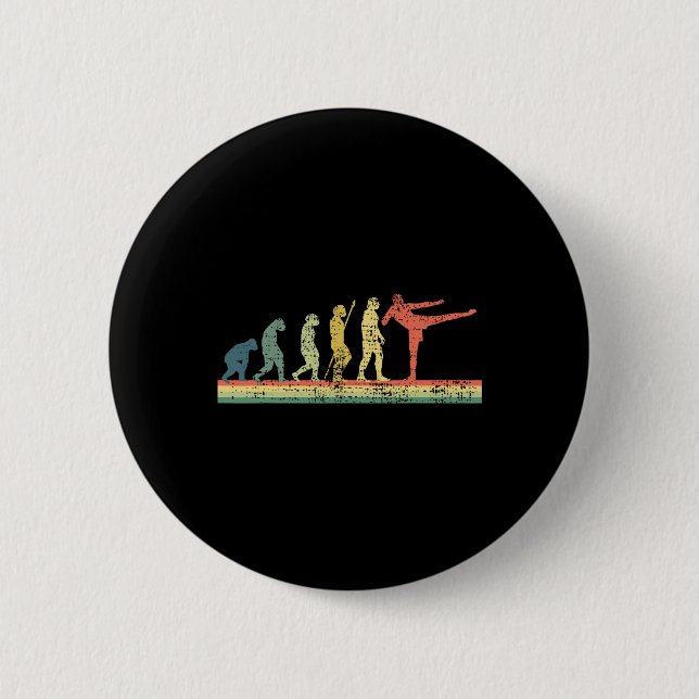 Kickboxen Evolution Lustiges Geschenk T-Shirt Kick Button (Vorderseite)