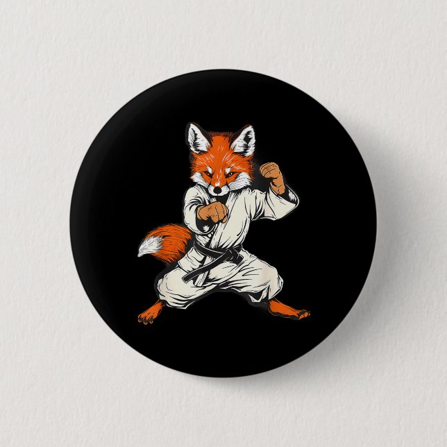 Kickboxen Fuchs Taekwondo Karate Mma Lustig Martia Button (Vorderseite)