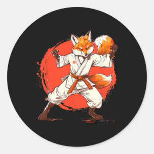 Kickboxen Fuchs Taekwondo Karate Mma Lustig Martia Runder Aufkleber