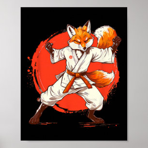 Kickboxen Fuchs Taekwondo Karate Mma Lustige Kampf Poster