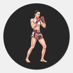 Kickboxen Haltung Thai-Boxen Ein Muay-Thai-Kämpfer Runder Aufkleber
