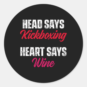 Kickboxen Herz Wein Kickbox Workout Runder Aufkleber