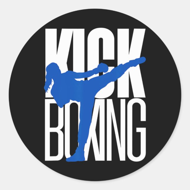 Kickboxen Highkick  Runder Aufkleber (Vorderseite)