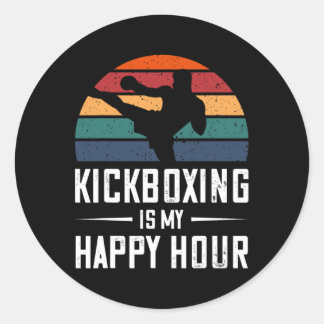 Kickboxen ist mein glückliches Hour Funny Kick Box Runder Aufkleber
