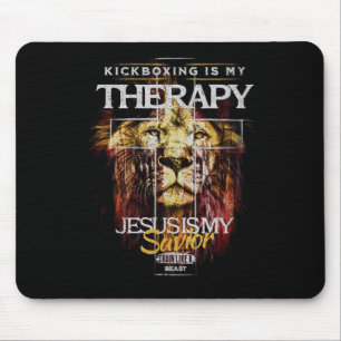 Kickboxen ist meine Therapie Jesus mein Erlöser Mm Mousepad