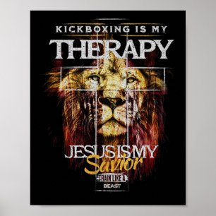 Kickboxen ist meine Therapie Jesus mein Erlöser Mm Poster