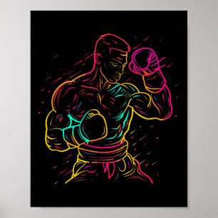 Kickboxen-Junge-Zeichnung 80er-Look Kickboxer für  Poster