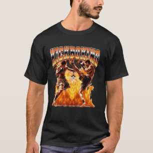 Kickboxen Kickboxer Flammen 90er Bootleg Stil T-Shirt