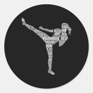 Kickboxen Kickboxer Karate Mädchen Frauen Kinder 1 Runder Aufkleber