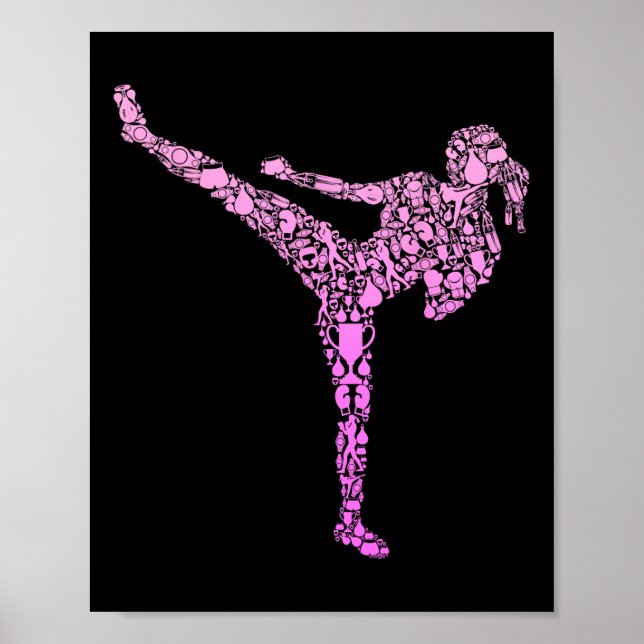 Kickboxen Kickboxer Karate Mädchen Kinder Frauen  Poster (Vorne)