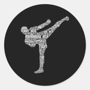 Kickboxen Kickboxer Taekwondo Karate Kinder Junge Runder Aufkleber