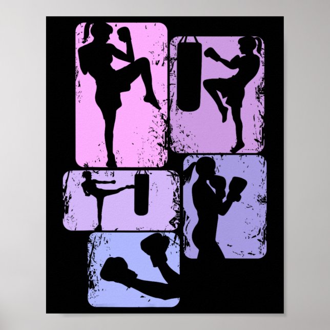 Kickboxen Kickboxer Taekwondo Karate Mädchen Kinde Poster (Vorne)