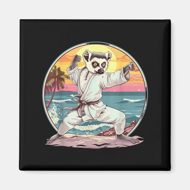 Kickboxen Lemur Taekwondo Karate MMA Lustig Magnet (Vorne)