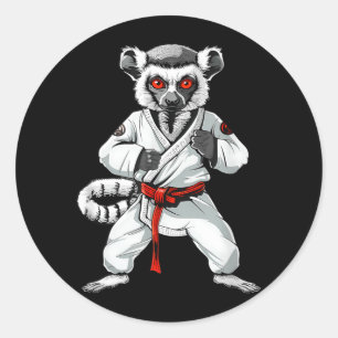 Kickboxen Lemur Taekwondo Karate MMA Lustig Runder Aufkleber
