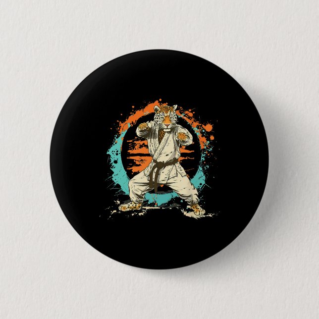 Kickboxen Leopard Taekwondo Karate Mma Kampfsport Button (Vorderseite)