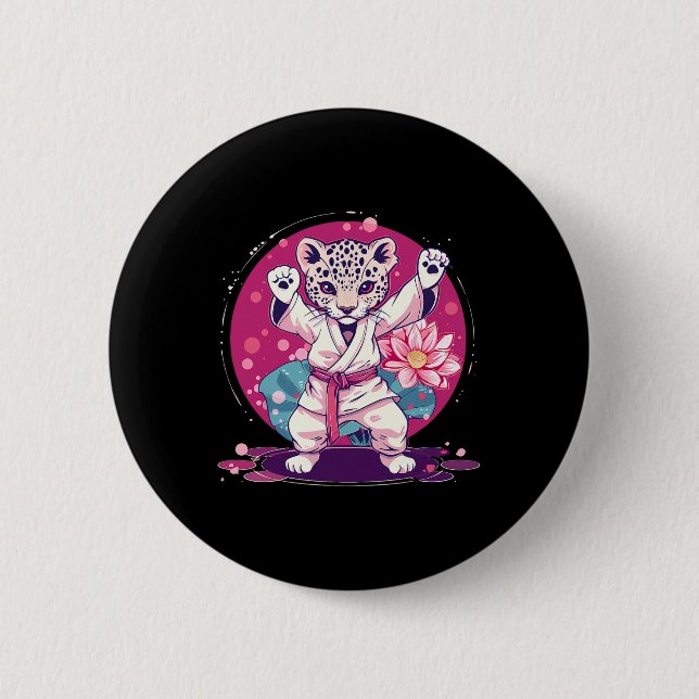 Kickboxen Leopard Taekwondo Karate Mma Kampfsport Button (Vorderseite)